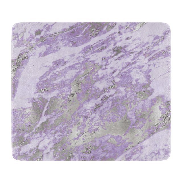 Elegant Purple Grey Abstract Chic Pattern Cutting Board (Front)