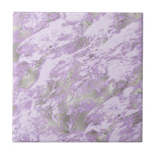 Elegant Purple Grey Abstract Chic Pattern Tile