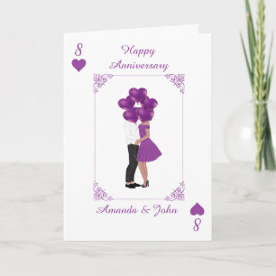 Elegant Purple Happy Anniversary Personalize Card 