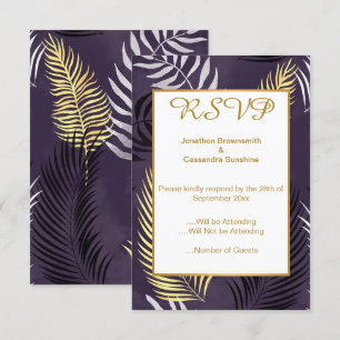ELEGANT PURPLE HAWAIIAN FLORAL RSVP INVITATION