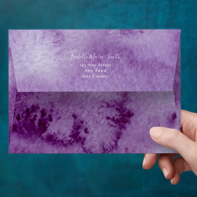 Elegant Purple Hues Colour Wash Wedding Invite Envelope (Hand)