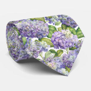 Elegant Purple Hydrangea Floral Pattern Wedding Tie