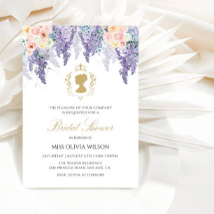 Elegant Purple Hydrangea & Pink Rose Bridal Shower Invitation