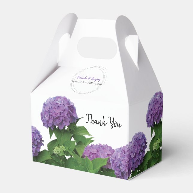 Elegant Purple Hydrangea Wedding Favor Box (Front Side)