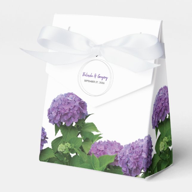 Elegant Purple Hydrangea Wedding Favor Box (Front Side)