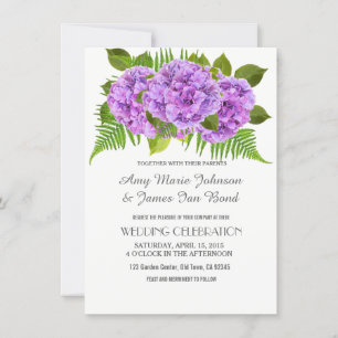 Elegant Purple hydrangea wedding invitations