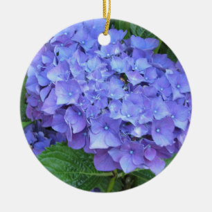 Elegant Purple Hydrangeas Ceramic Ornament