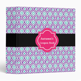 Elegant purple ikat pattern 3 Ring Binder
