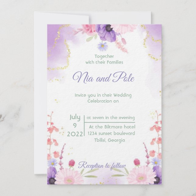 Elegant purple invitation (Front)