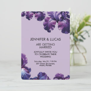 Elegant Purple Iris botanical Wedding Invitation