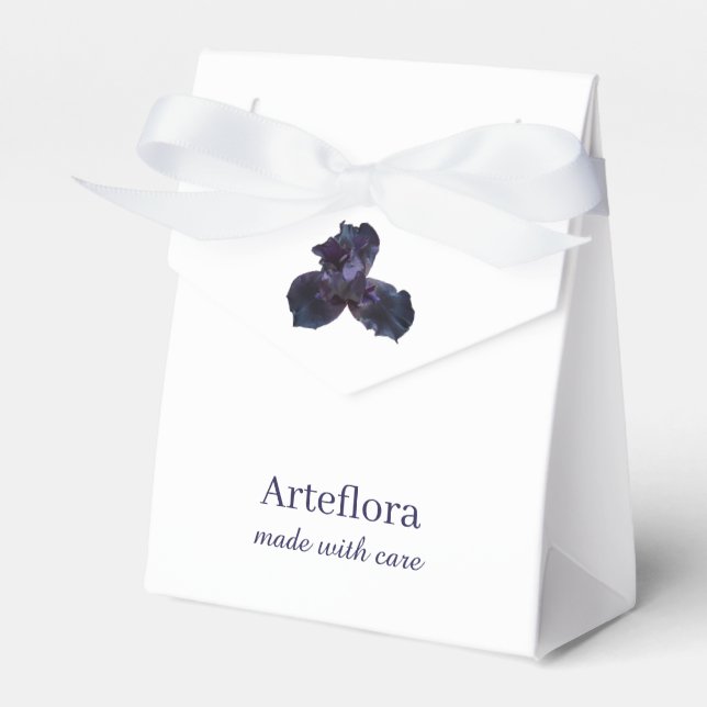 Elegant Purple Iris Flower Florist Branding Favor Box (Front Side)