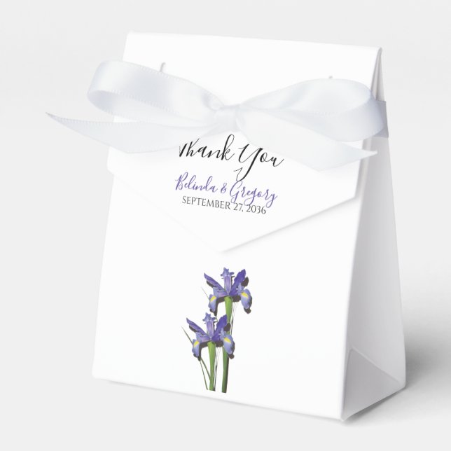 Elegant Purple Iris Wedding Favor Box (Front Side)