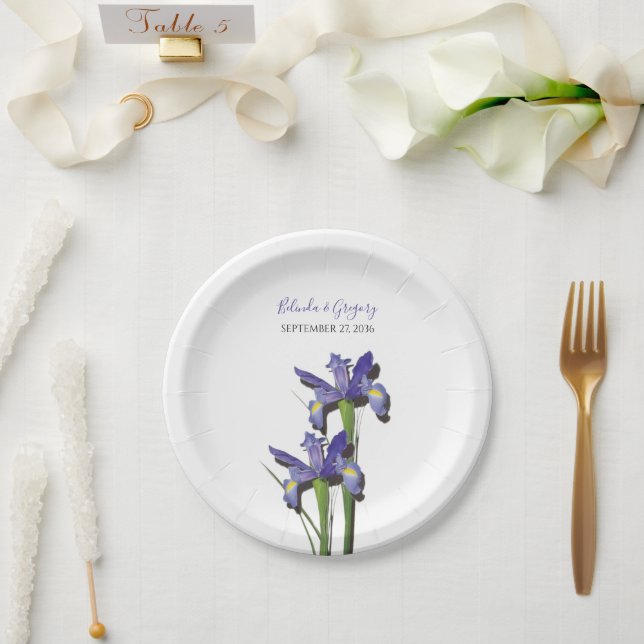 Elegant Purple Iris Wedding  Paper Plate (Wedding)