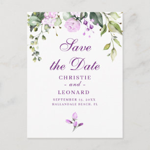 Elegant Purple Lavander Modern Save the Date Postcard