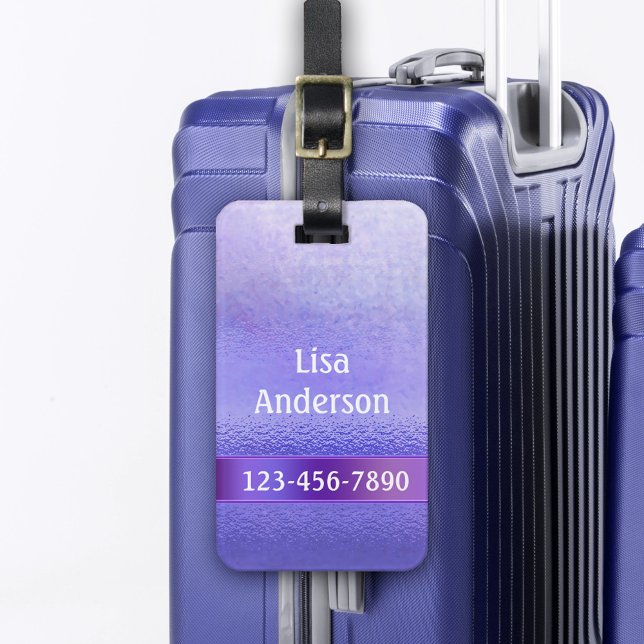 Elegant Purple Lavender Artistic Stripe Luggage Tag (Luggage tag featuring a purple lavender artistic design with subtle stripes)