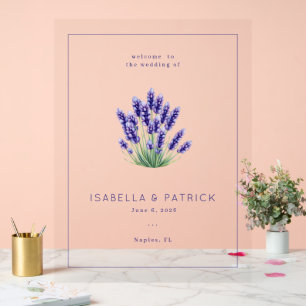 Elegant Purple Lavender Floral Acrylic Sign