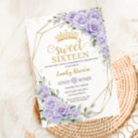 Elegant Purple Lavender Floral Sweet Sixteen 16th  Invitation<br><div class="desc">Personalize this elegant soft lavender purple floral Sweet 16 birthday invitation with your own wording easily and quickly.  Simply click the Edit Using Design Tools button to further edit the text,  change font styles and font colours.  Matching items available in store.  (c) The Happy Cat Studio</div>