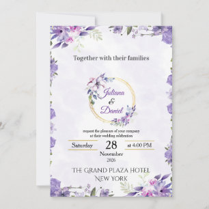 Elegant Purple Lavender Floral Wedding Invitation