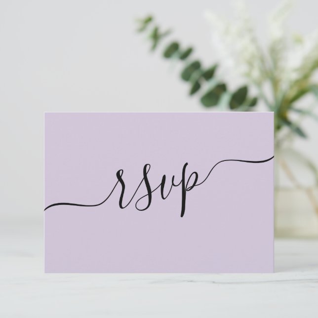 Elegant purple lavender QR Code RSVP Wedding Card (Standing Front)