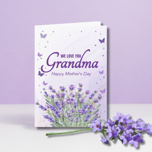 Elegant Purple Lavender We Love You Grandma  Card