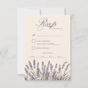 Elegant Purple Lavender Wedding Meal Choice RSVP Card