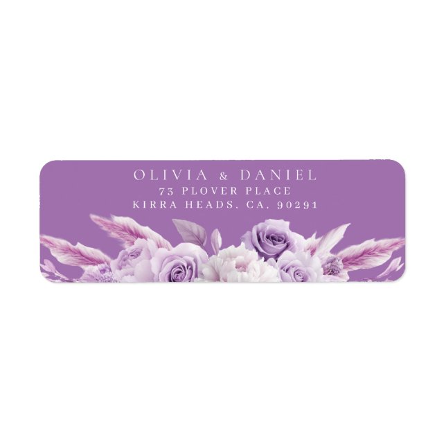 Elegant Purple Lavender Wedding Return Address (Front)