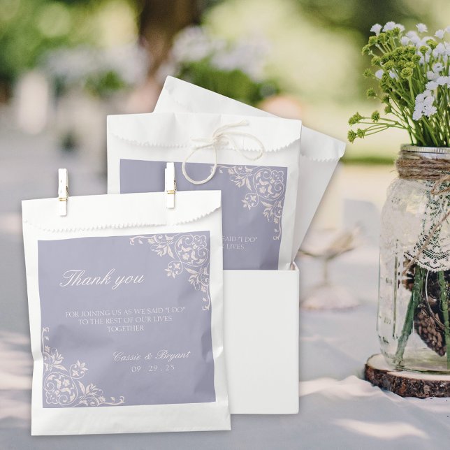 Elegant Purple Lavender Wedding Thank You Favour Bag (elegant purple lavender wedding favor bags for thank you bridal shower wedding party gifts or cookie)