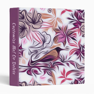 Elegant Purple Lilac Abstract Floral Watercolor Binder