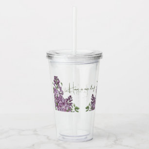 Elegant Purple Lilac Botanical Floral Acrylic Tumb Tumbler