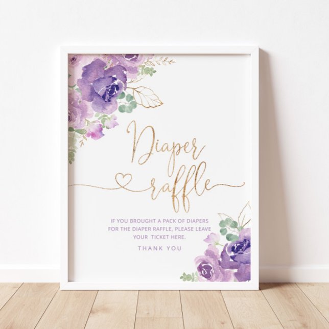 Elegant purple lilac floral diaper raffle Poster (Creator Uploaded)