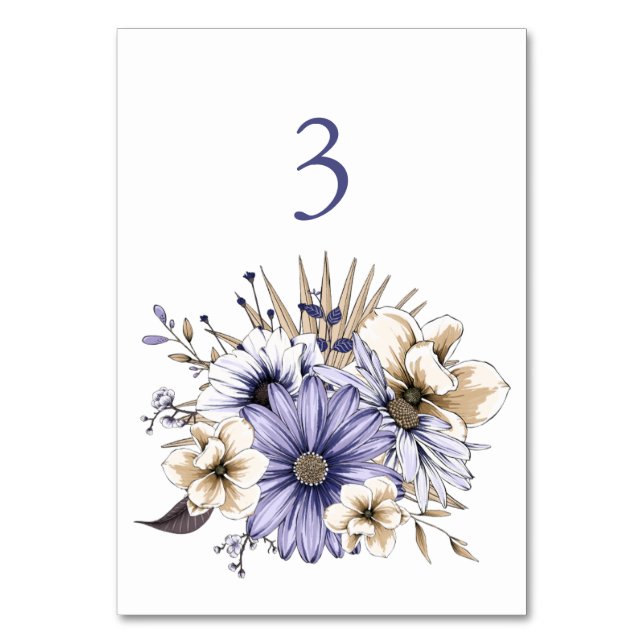 Elegant Purple lilac Florals Foliage Table Number (Front)