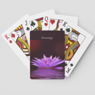 Elegant Purple Lilac Lotus Flower Zen Personalized Playing Cards