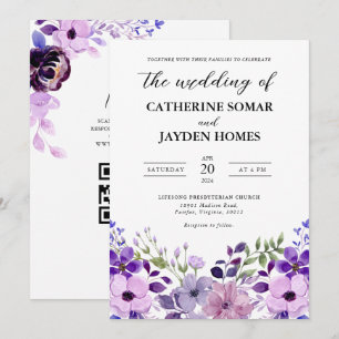 Elegant Purple Love Wedding Invitation