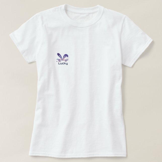 Elegant Purple Lucky Rabbit Ears Flowers Garland T-Shirt (Design Front)