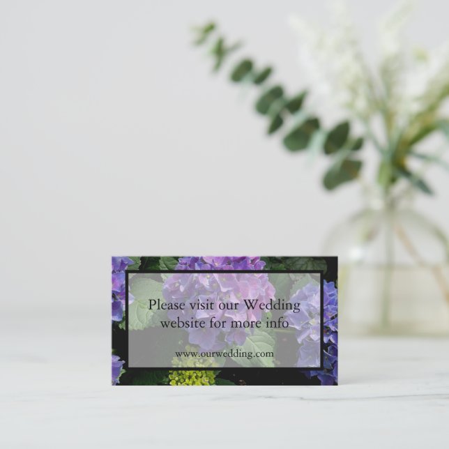 Elegant purple magenta pink florals hydrangeas enclosure card (Standing Front)