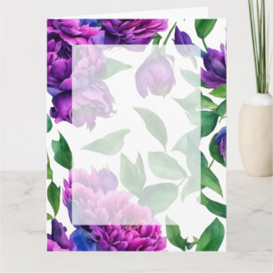 Elegant purple magenta pink watercolor peonies  card