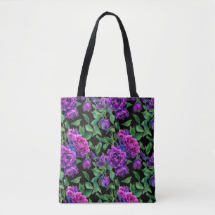 Elegant purple magenta watercolor florals flowers  tote bag