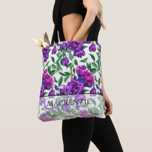 Elegant purple magenta watercolor florals flowers  tote bag