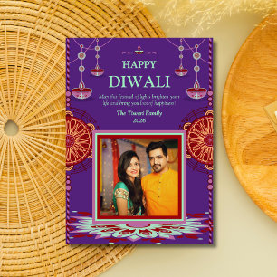 Elegant purple mandala Diwali Festival of Lights Holiday Card