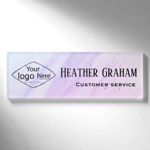 Elegant Purple Marble Custom Design Name Tag