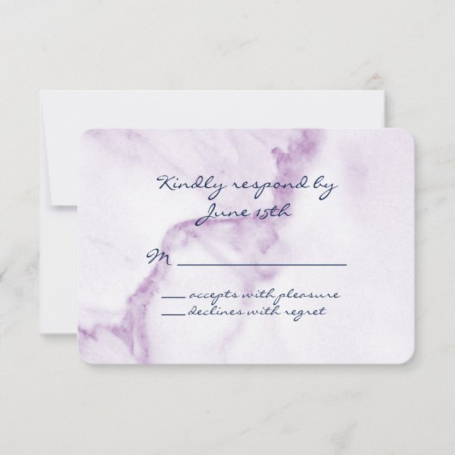 Elegant Purple Marble RSVP Card (Front)