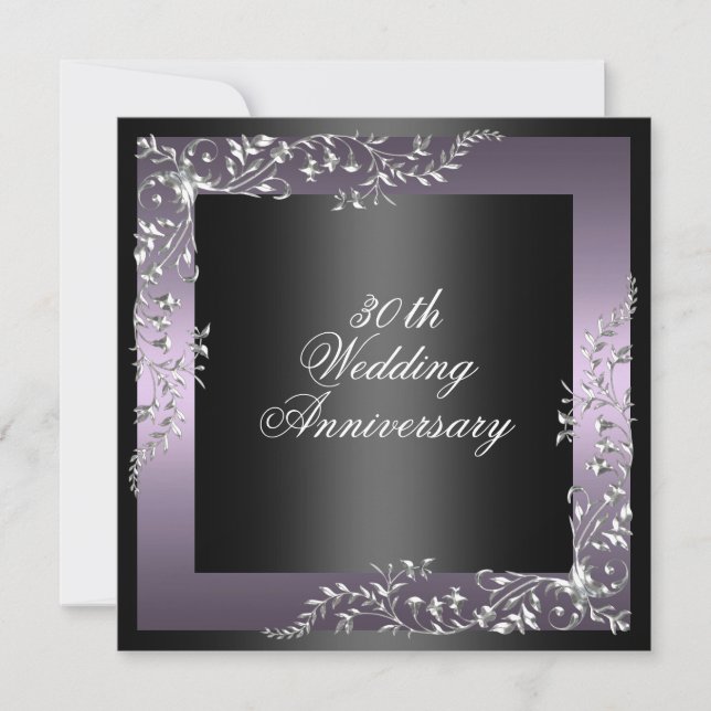 Elegant Purple mariage anniversaire Invitation (Devant)