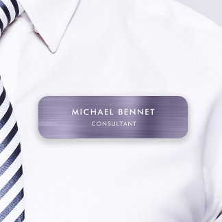 Elegant Purple Metallic Professional Business Name Tag
