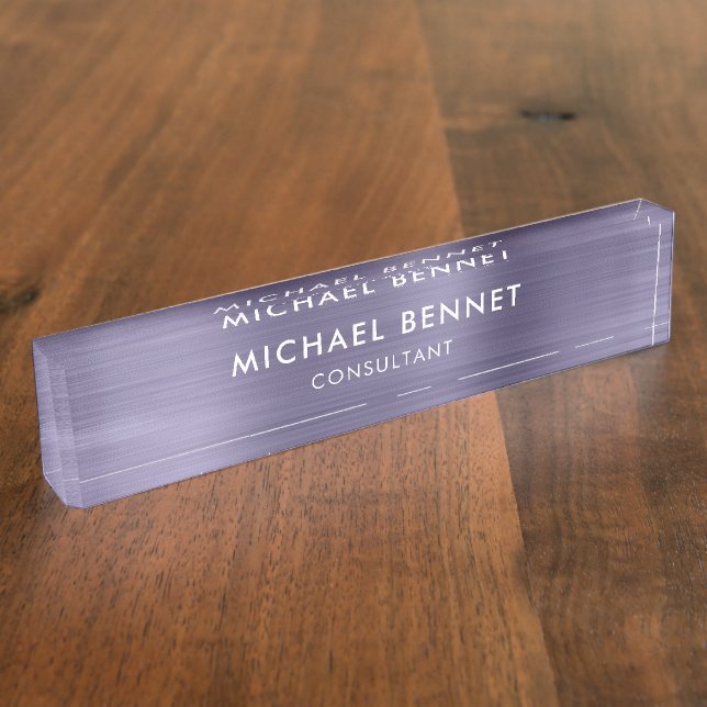 Elegant Purple Metallic Professional Business Nameplate (Side)