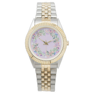 Elegant Purple Modern Floral Women's Watch