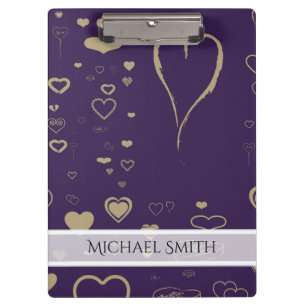 Elegant Purple Modern Heart Pattern Clipboard