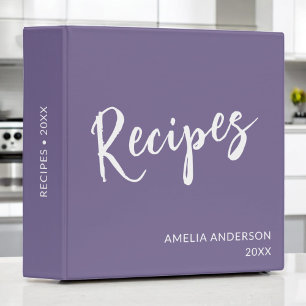 Elegant Purple Modern Recipe Cookbook Binder