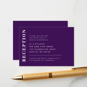Elegant Purple Modern Simple Wedding Reception Enclosure Card