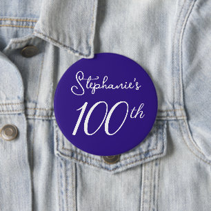 Elegant Purple Monogram 100th Birthday 4 Inch Round Button