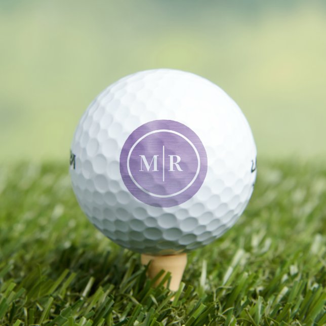 Elegant Purple Monogram Initial Golf Balls (Insitu Tee)